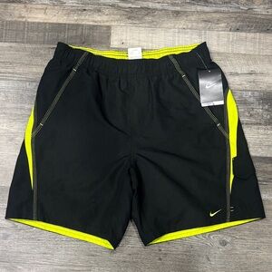 Nike Men's Bathing Suit in Black and Neon Yellow